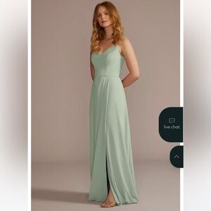 David’s bridal Dusty Sage chiffon bridesmaid dress